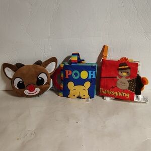 Rudolph Pooh Thanksgiving Crinkle Books Baby Cloth Learning Development